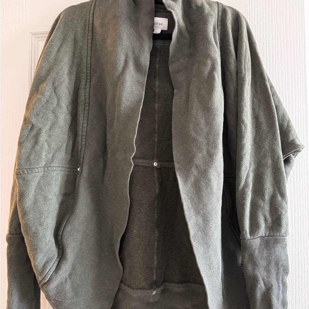 Wilfred Dark Olive Ribbed Open Cardigan